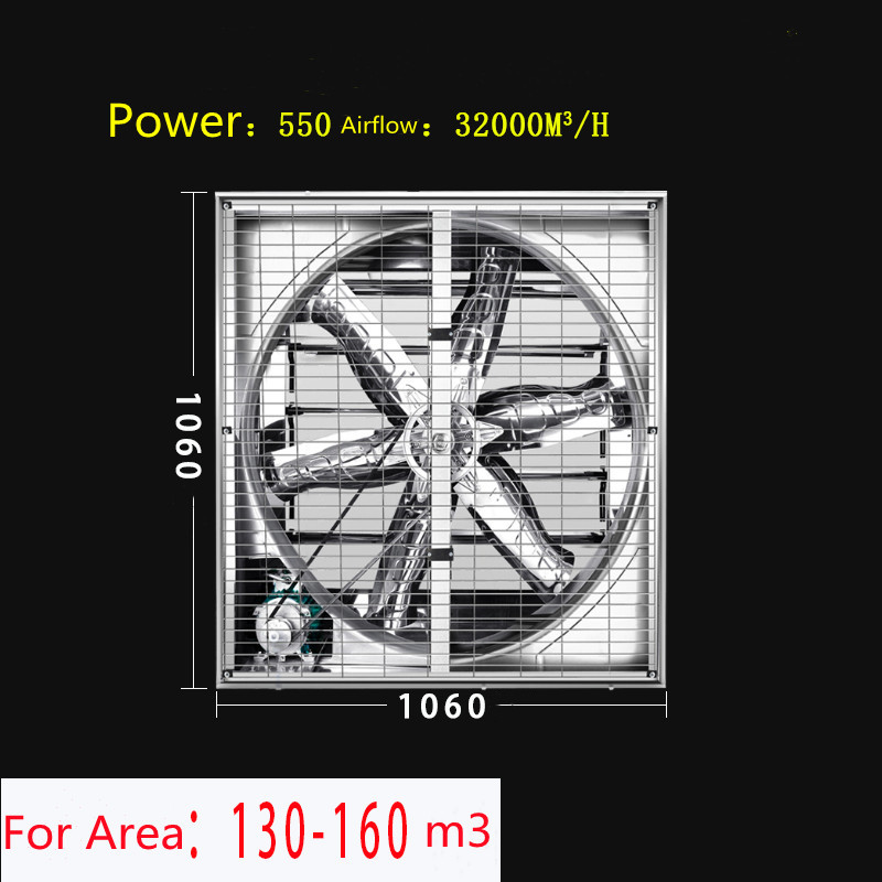 Ventilador de flujo axial de montaje en pared 1060 de Jiatianxia 1060 550W 32000m3 / H ventilador de escape de ventilación industrial